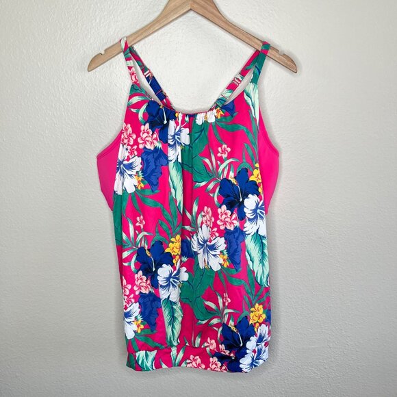 Cacique Lane Bryant Womens Floral Tankini Swimsuit Top Plus Size 20 - Picture 2 of 8